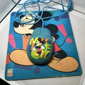 Vintage Disney Mickey Mouse Pad With Computer Mouse